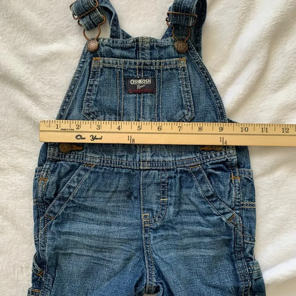 OshKosh B'gosh Unisex 12 Months Overalls Blue Denim Shortalls Farmer Country